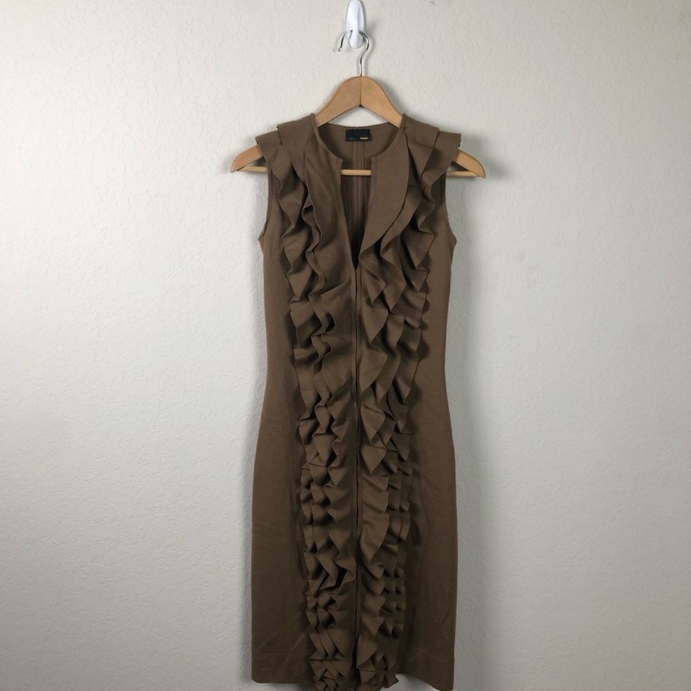 Fendi Dress Ruffle 100% Wool Sheath - Picture 10 of 11